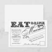 食べ酒を飲んで結婚結婚したRSVP 出欠カード (正面/裏面)