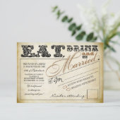 食べ酒を飲んで結婚結婚したRSVP 出欠カード (スタンド正面)