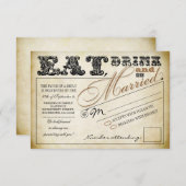 食べ酒を飲んで結婚結婚したRSVP 出欠カード (正面/裏面)