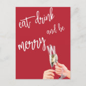 食べ酒を飲んで聖降誕祭お目出とう ポストカード (正面)
