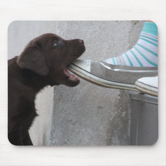 食べ靴!ラブラドール子犬 マウスパッド (正面)