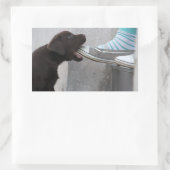 食べ靴！ラブラドール子犬 長方形シール (バッグ)