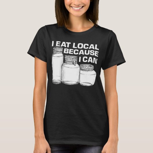 食べ食べ物の缶詰が出来るから地元で男性へある Tシャツ (正面)
