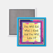 食べ食べ物を調理師おもしろいする マグネット (正面/裏面)