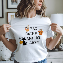 食べ飲みと怖いハローウィンパーティTシャツ Tシャツ