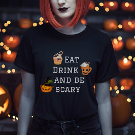食べ飲みと怖いハローウィンパーティTシャツ Tシャツ