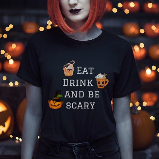 食べ飲みと怖いハローウィンパーティTシャツ Tシャツ