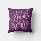 食べ飲みと怖い紫色のハロウィーン クッション (裏面)