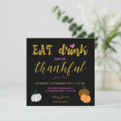 食べ飲みと感謝の気持ちを持ってディナーパーティー 招待状 (スタンド正面)