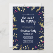 食べ飲みと楽しいクリスマスパーティの招待状 招待状 (正面)
