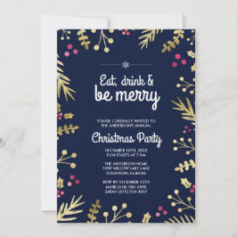 食べ飲みと楽しいクリスマスパーティの招待状 招待状