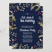 食べ飲みと楽しいクリスマスパーティの招待状 招待状 (正面/裏面)