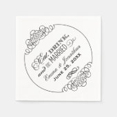 食べ飲みと黒いヴィン結婚したテージ結婚式 スタンダードカクテルナプキン (正面)