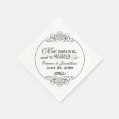 食べ飲みと黒いヴィン結婚したテージ結婚式 スタンダードカクテルナプキン (角)