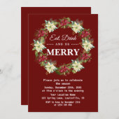 食べ飲みとPoinsettiaのクリスマスメリーパーティー 招待状 (正面/裏面)