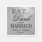 食べ飲みは銀結婚したグリッター結婚のナプキン スタンダードカクテルナプキン (正面)