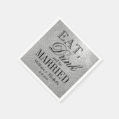 食べ飲みは銀結婚したグリッター結婚のナプキン スタンダードカクテルナプキン (角)