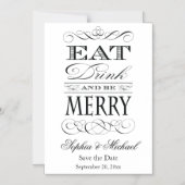 食べ飲みメリーて保存す結婚る マグネット招待状 (正面)