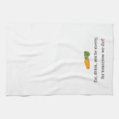 「食べ飲みメリーて、元気で明日の私たちダイエット」 キッチンタオル (横)