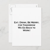 食べ飲みメリーて – 明日は仕事に戻る シーズンポストカード (正面/裏面)