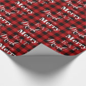 食べ飲みメリーて、赤い黒のバッファローのプレイド ラッピングペーパー (角)