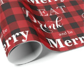 食べ飲みメリーて、赤い黒のバッファローのプレイド ラッピングペーパー (ロールコーナー)