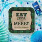 食べ飲みメリーとBe Green Plaidクリスマス ペーパープレート (パーティー)