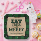 食べ飲みメリーとBe Green Plaidクリスマス ペーパープレート (パーティー)
