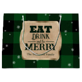 食べ飲みメリーとBe Green Plaidクリスマス ラージペーパーバッグ (正面)