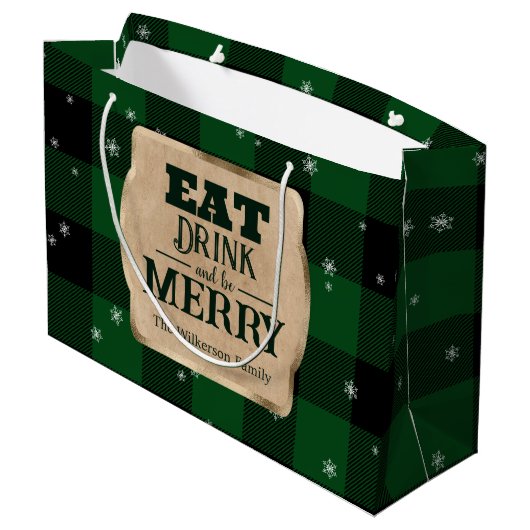食べ飲みメリーとBe Green Plaidクリスマス ラージペーパーバッグ (裏面アングル)