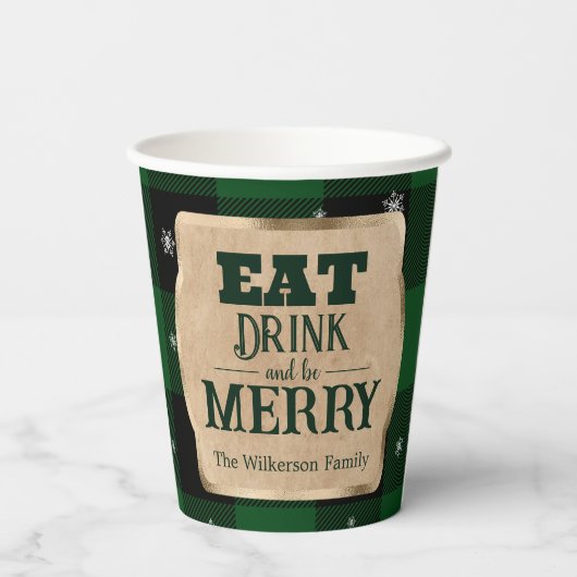 食べ飲みメリーとBe Green Plaidクリスマス 紙コップ (裏面)