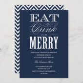 食べ飲みメリー物|ホリデーパーティ招待状 招待状 (正面/裏面)