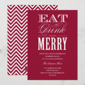 食べ飲みメリー物|ホリデーパーティ招待状 招待状 (正面/裏面)