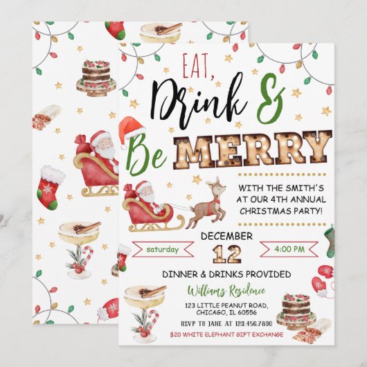 食べ飲みメリー物 招待状 (正面/裏面)