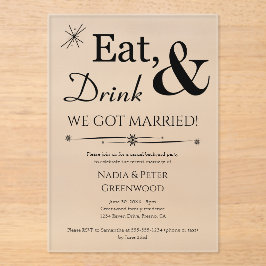 食べ飲み得て結婚したElopement Wedding Party アクリル招待状