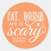 食べ飲み怖いオレンジハローウィンパーティ ラウンドシール (正面)