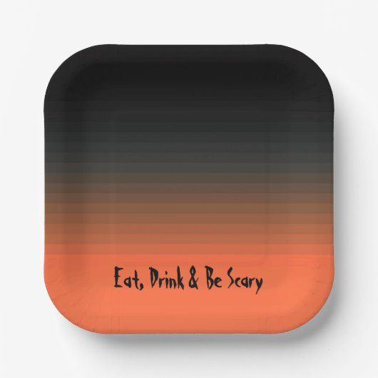 食べ飲み怖い黒とオレンジ ペーパープレート (正面)
