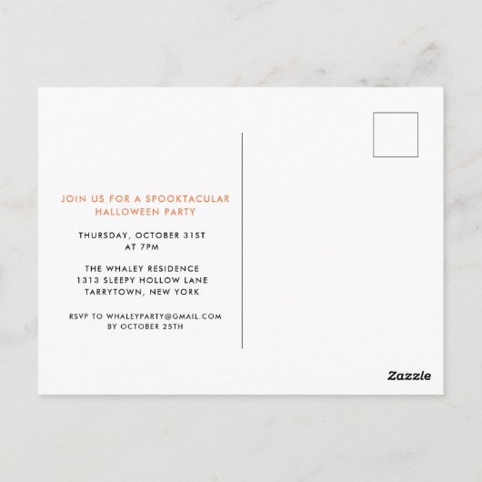 食べ飲み怖がるハローウィンパーティ招待状 ポストカード (裏面)