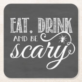 食べ飲み怖がるハローウィンパーティ スクエアペーパーコースター (正面)
