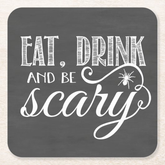 食べ飲み怖がるハローウィンパーティ スクエアペーパーコースター (正面)