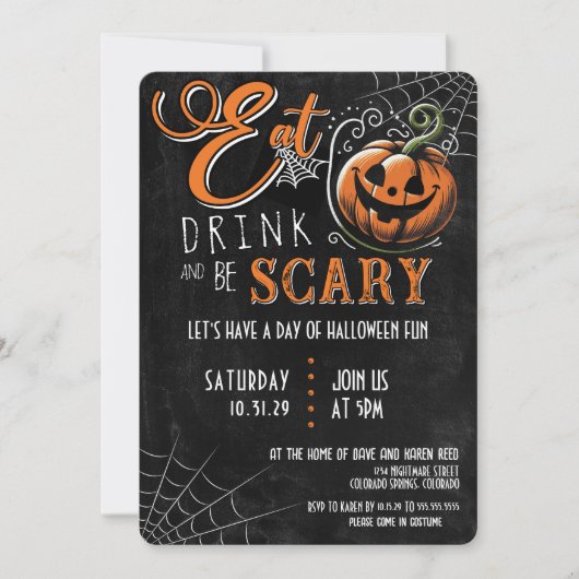 食べ飲み怖がるハローウィンパーティ 招待状 (正面)
