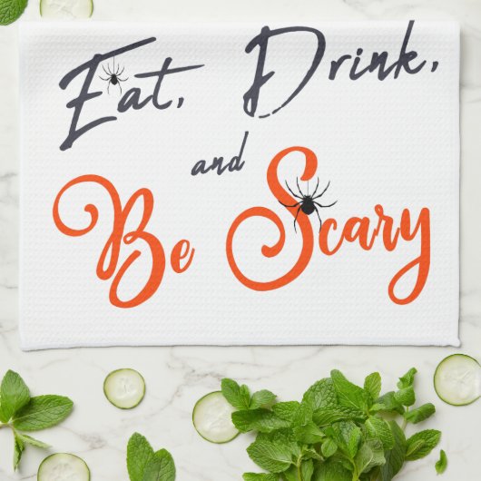 食べ飲み怖がる キッチンタオル (折り畳み)