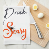 食べ飲み怖がる キッチンタオル (四つ折り)