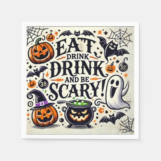 食べ飲み怖がる スタンダードカクテルナプキン (正面)