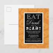 食べ飲み怖がる |ハッピーハローウィンパーティー インビテーションポストカード (正面/裏面)