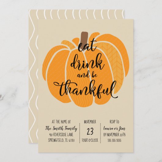 食べ飲み感謝のディナー 招待状 (正面/裏面)