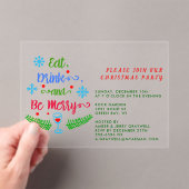食べ飲み楽メリーにクリスマスのパーティーに アクリル招待状 (インサイチュ (ポータブル))