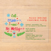 食べ飲み楽メリーにクリスマスのパーティーに アクリル招待状 (正面)