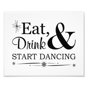 食べ飲み物とスタート踊りの結婚看板 フォトプリント