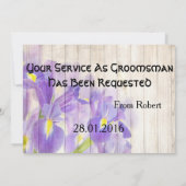 食べ飲み物とスーツアップパープルが私のベストマンになる 招待状 (裏面)